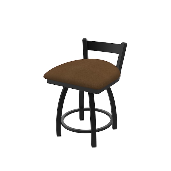 18" Low Back Swivel Vanity Stool, Black Wrinkle, Rein Thatch Seat